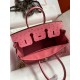 Hermes Birkin 25 Retourne Handmade Bag In Pink Ostrich Leather