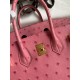 Hermes Birkin 25 Retourne Handmade Bag In Pink Ostrich Leather