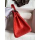 Hermes Birkin 25 Retourne Handmade Bag In Red Ostrich Leather