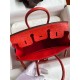 Hermes Birkin 25 Retourne Handmade Bag In Red Ostrich Leather