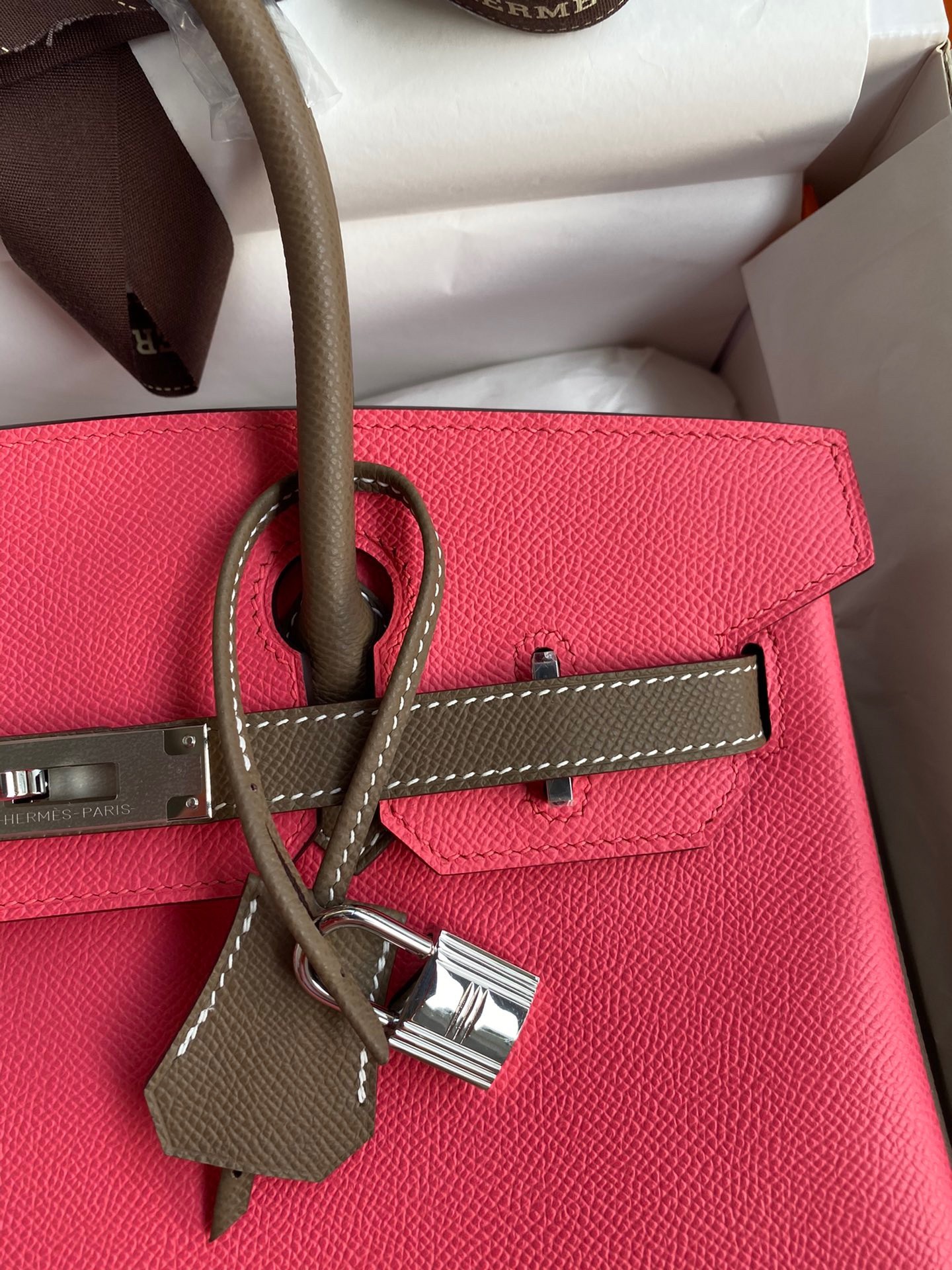 Hermes HSS Birkin 30 Bicolor Bag in Rose Lipstick and Taupe Epsom Calfskin