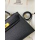 Hermes Kelly Mini II Sellier Handmade Bag In Black Chevre Mysore Leather