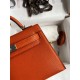 Hermes Kelly Mini II Sellier Handmade Bag In Orange Chevre Mysore Leather