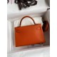 Hermes Kelly Mini II Sellier Handmade Bag In Orange Chevre Mysore Leather