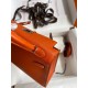 Hermes Kelly Mini II Sellier Handmade Bag In Orange Chevre Mysore Leather