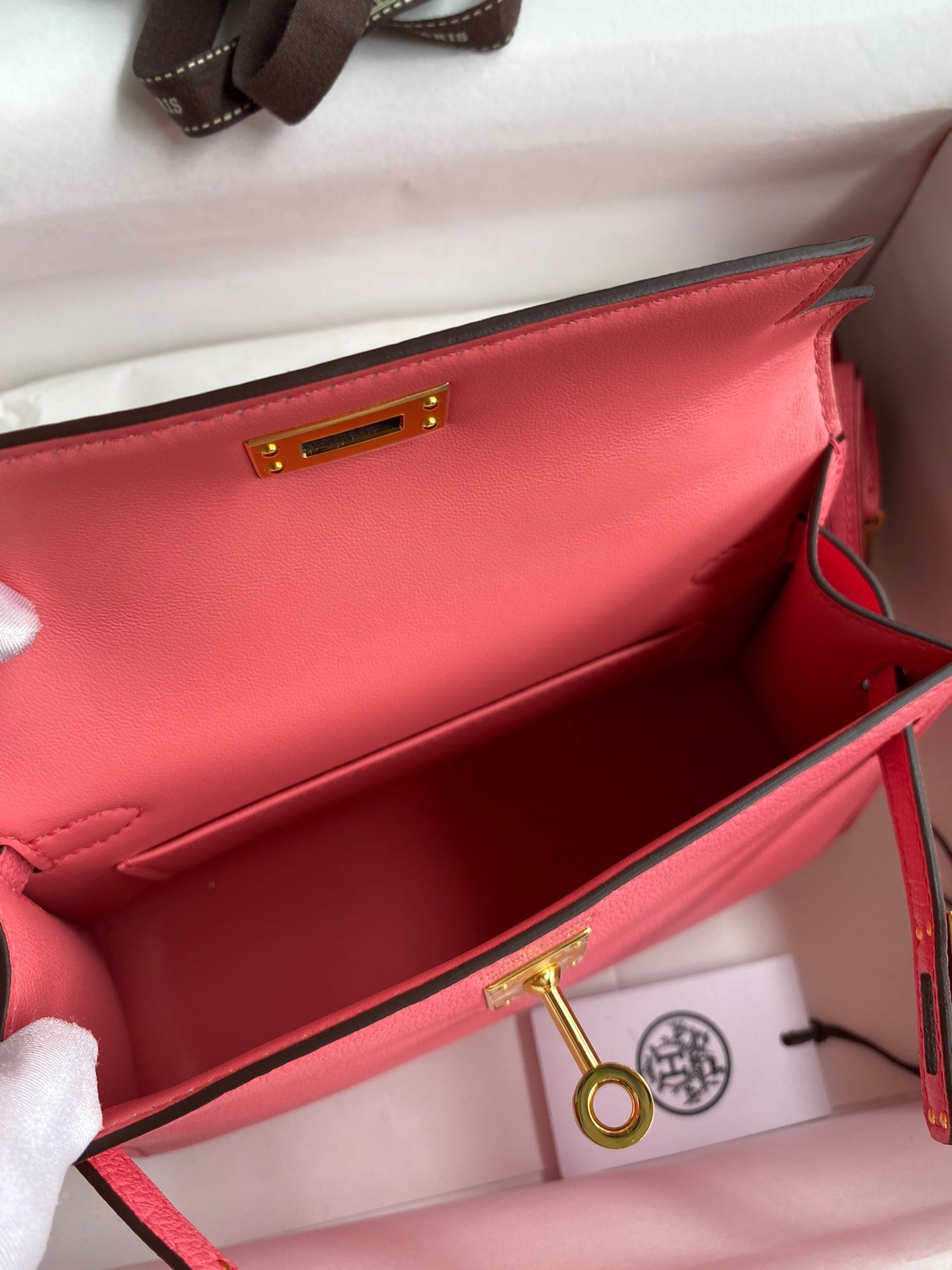 Hermes Kelly Mini II Sellier Handmade Bag In Rose Lipstick Chevre Mysore Leather