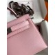 Hermes Kelly Mini II Sellier Handmade Bag In Rose Sakura Chevre Mysore Leather