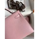 Hermes Kelly Mini II Sellier Handmade Bag In Rose Sakura Chevre Mysore Leather