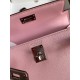 Hermes Kelly Mini II Sellier Handmade Bag In Rose Sakura Chevre Mysore Leather