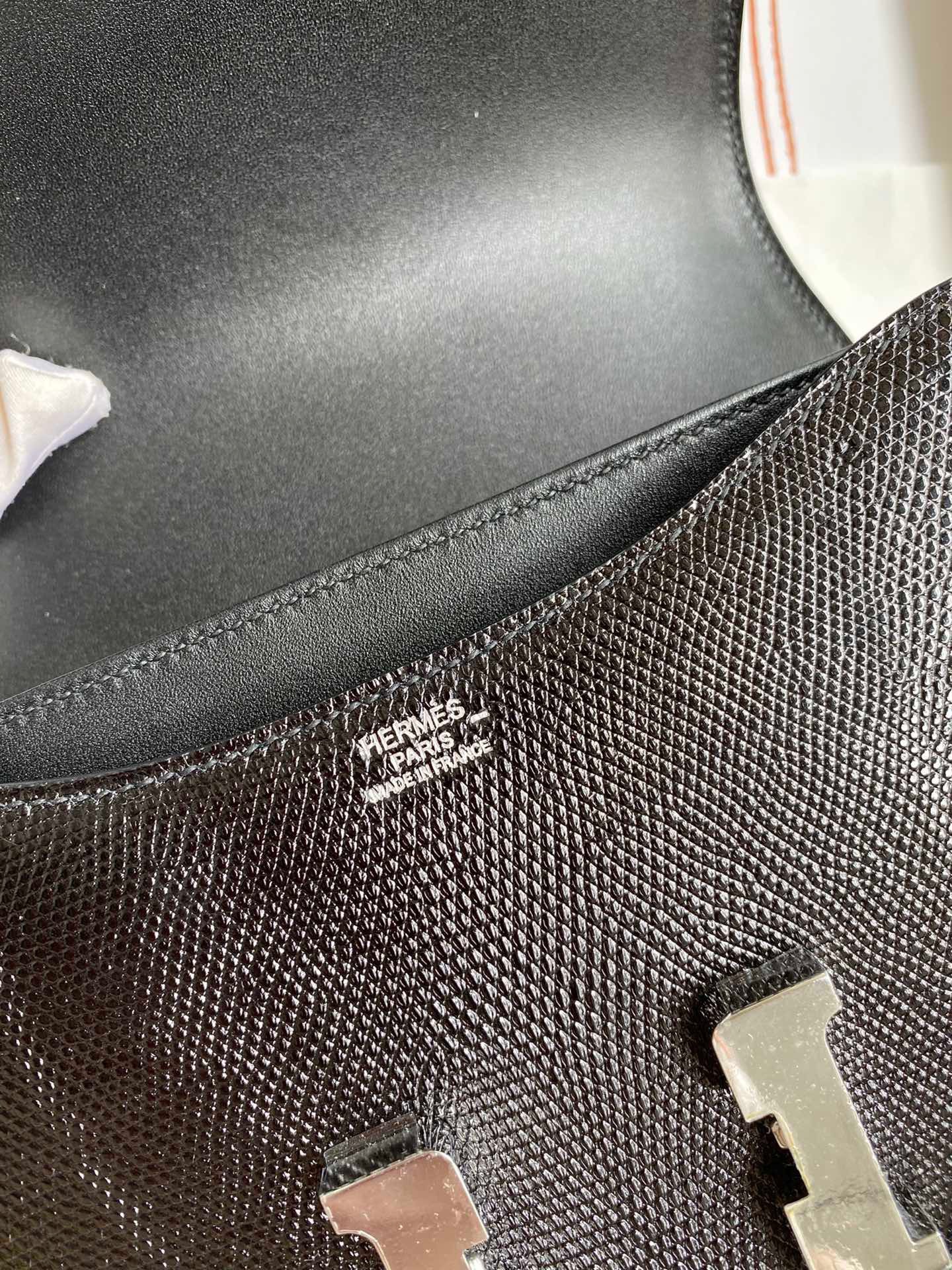 Hermes Constance 18 Handmade Bag In Black Lizard Leather