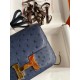 Hermes Constance 18 Handmade Bag In Blue Iris Ostrich Leather