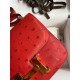 Hermes Constance 18 Handmade Bag In Red Ostrich Leather