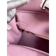 Hermes Birkin 25 Retourne Handmade Bag In Mauve Sylvestre Clemence Leather