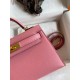 Hermes Kelly Mini II Sellier Handmade Bag In Rose Confetti Chevre Mysore Leather