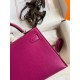 Hermes Kelly Mini II Sellier Handmade Bag In Rose Purple Chevre Mysore Leather