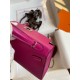 Hermes Kelly Mini II Sellier Handmade Bag In Rose Purple Chevre Mysore Leather