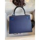 Hermes Kelly Sellier 25 Bicolor Bag in Blue Saphir and Blue France Epsom Calfskin