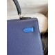 Hermes Kelly Sellier 25 Bicolor Bag in Blue Saphir and Blue France Epsom Calfskin