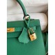 Hermes Kelly Sellier 25 Handmade Bag In Vert Vertigo Epsom Calfskin