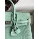 Hermes Birkin 25 Retourne Handmade Bag In Vert D'eau Matte Alligator Leather