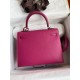 Hermes Kelly Sellier 25 Handmade Bag In Rose Purple Epsom Calfskin