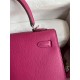 Hermes Kelly Sellier 25 Handmade Bag In Rose Purple Epsom Calfskin