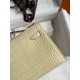 Hermes Kelly Pochette Handmade Bag In Vanille Matte Alligator Leather