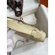 Hermes Kelly Pochette Handmade Bag In Vanille Matte Alligator Leather