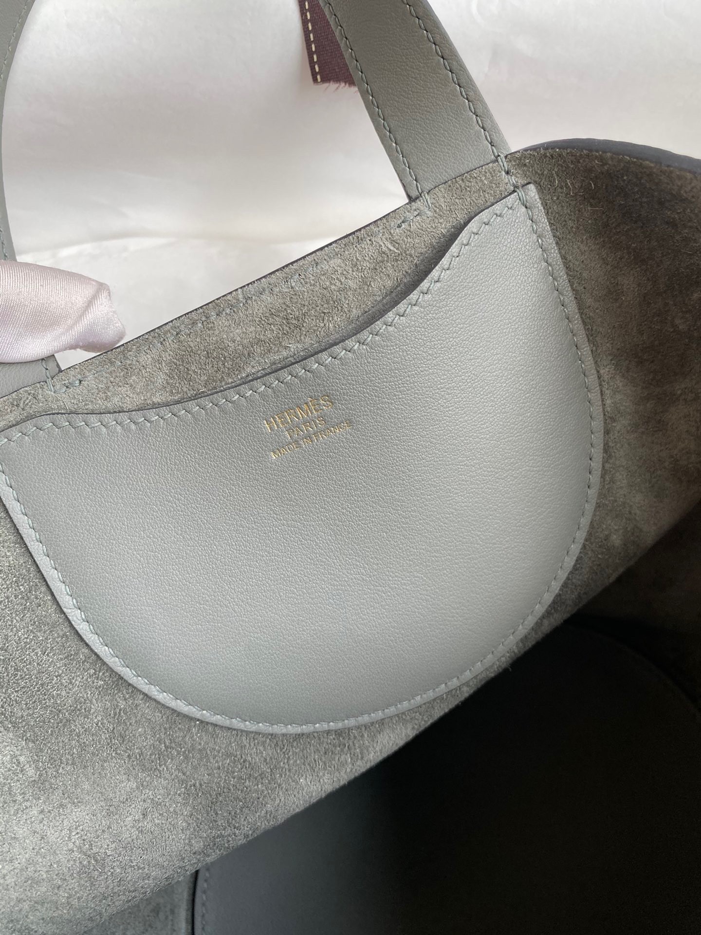 Hermes In The Loop 18 Handmade Bag in Gris Meyer Clemence Leather