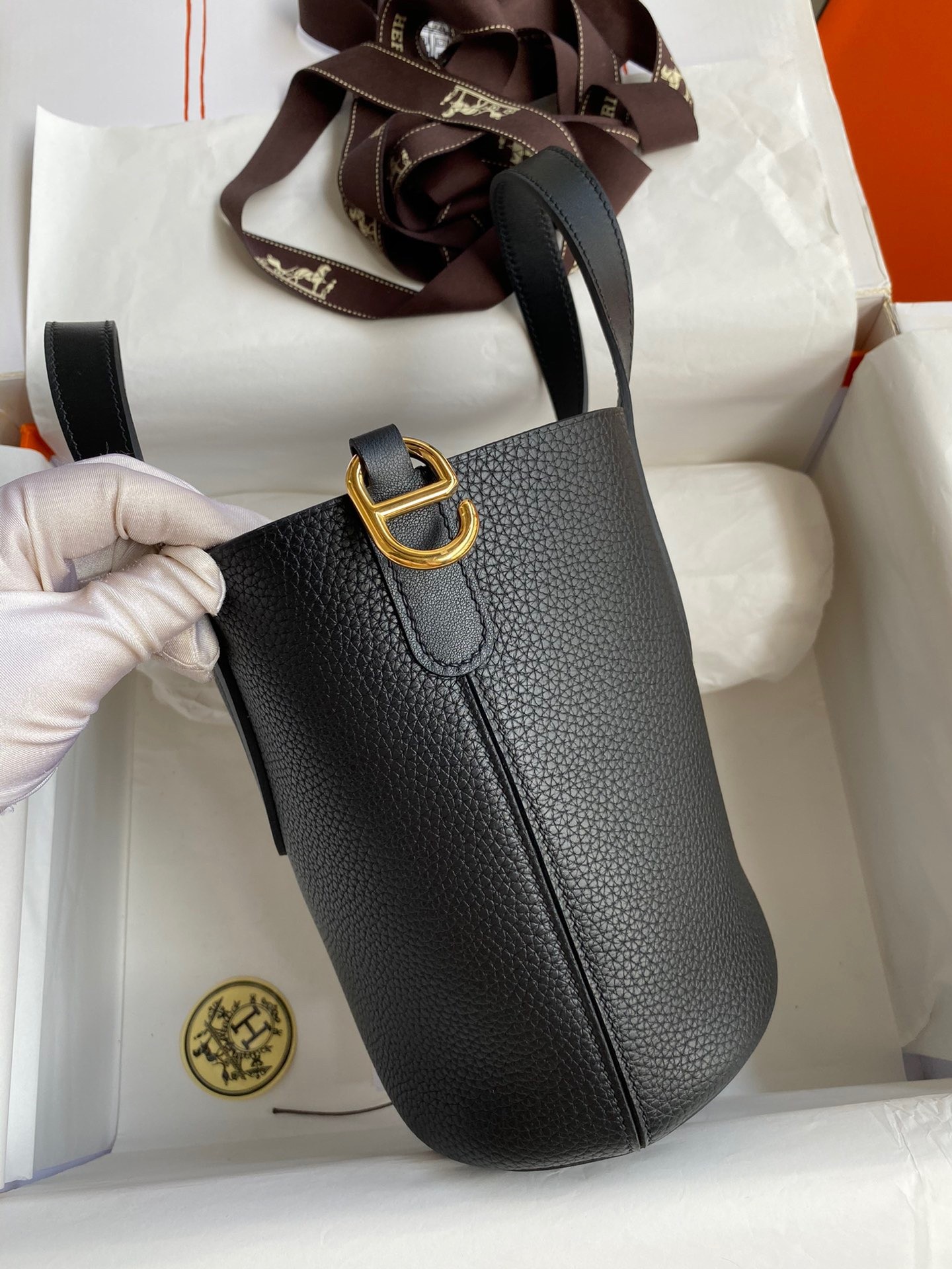 Hermes In The Loop 18 Handmade Bag in Black Clemence Leather