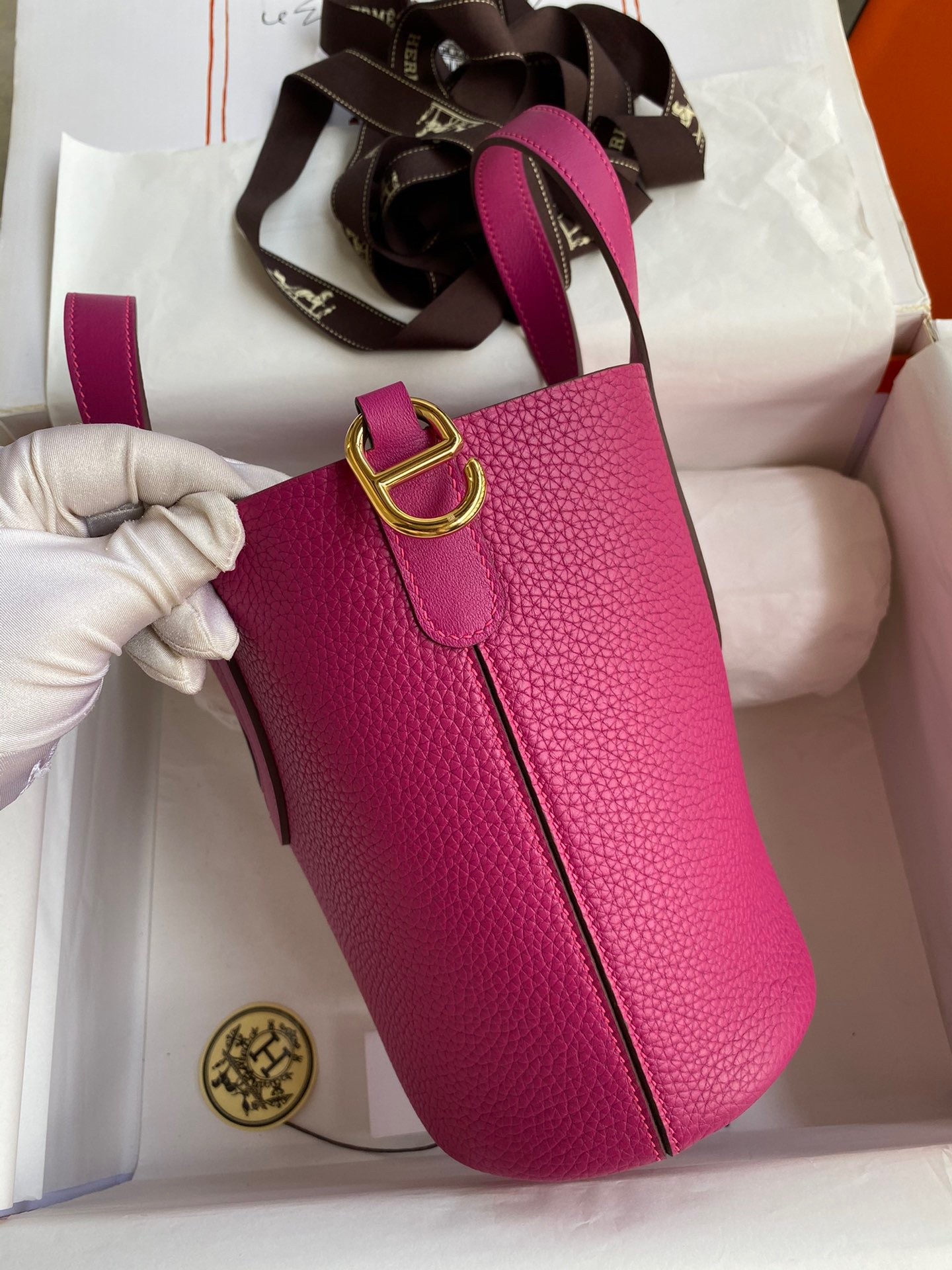 Hermes In The Loop 18 Handmade Bag in Rose Purple Clemence Leatherther