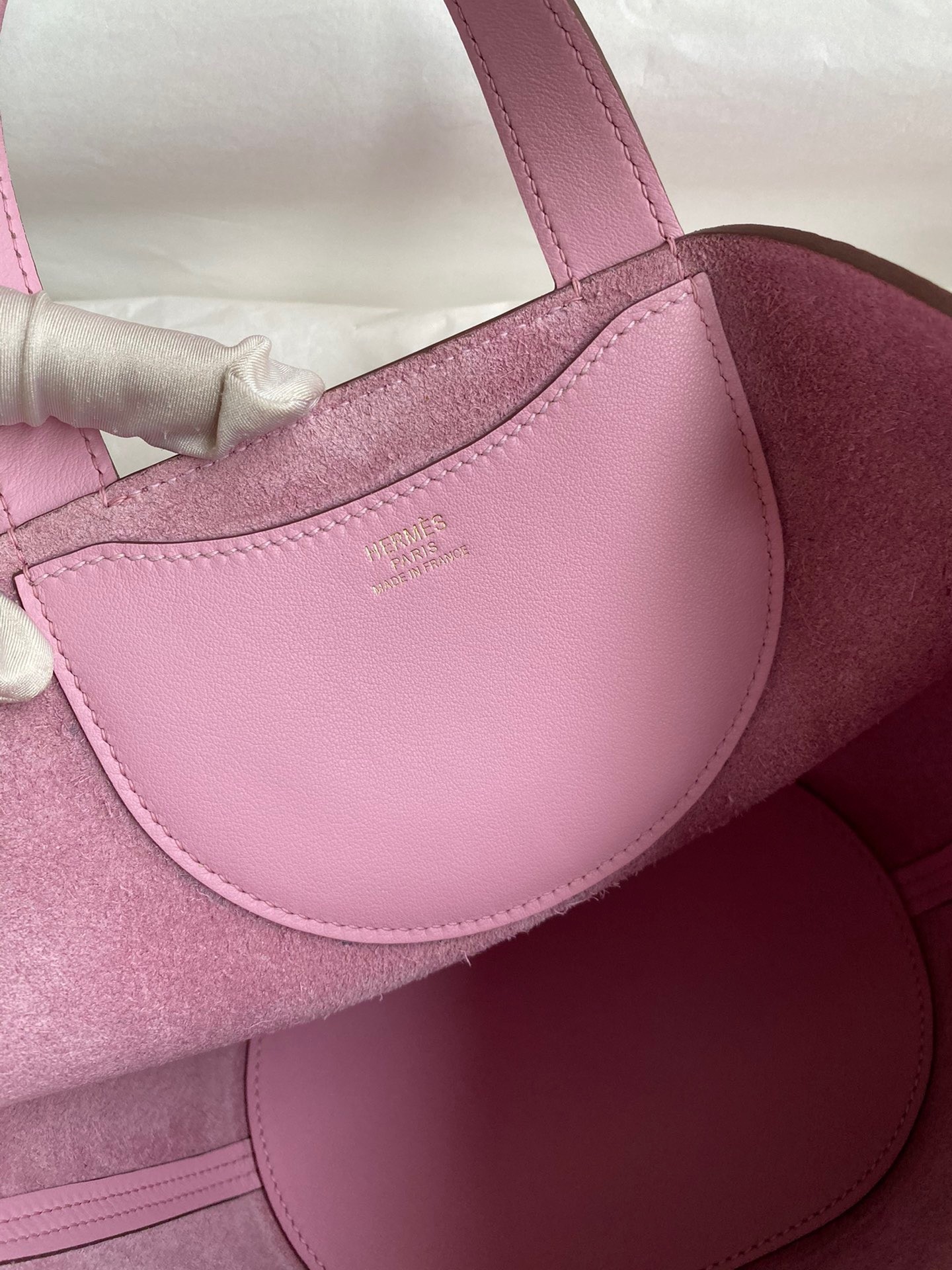 Hermes In The Loop 18 Handmade Bag in Mauve Sylvestre Clemence Leather