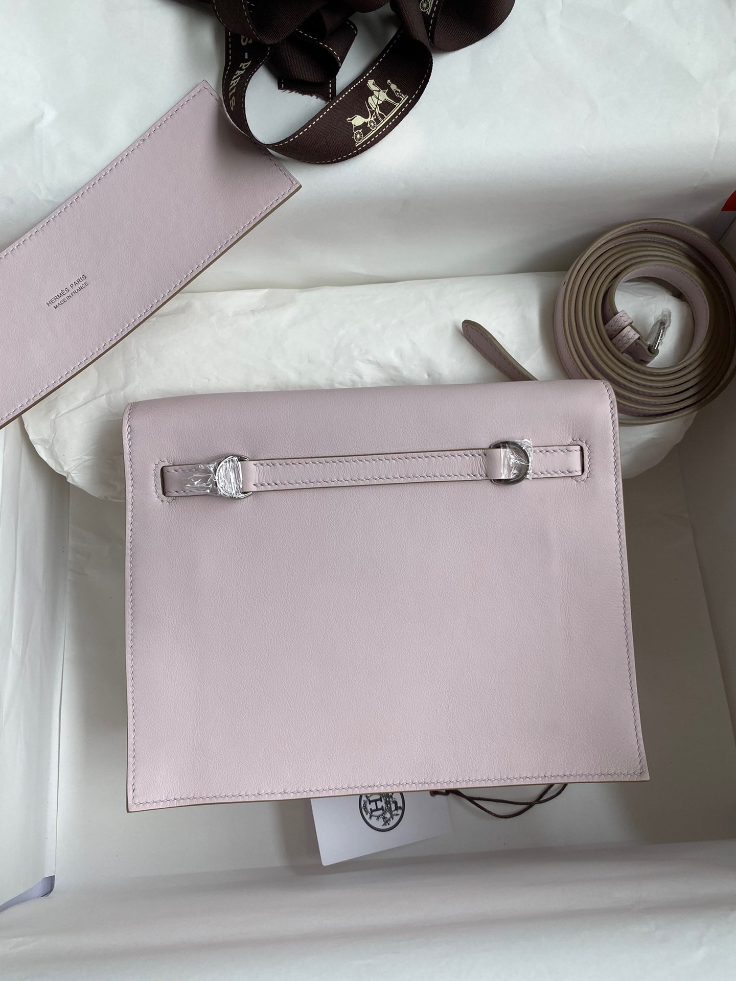 Hermes Kelly Danse II Bag In Mauve Pale Evercolor Calfskin