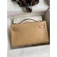 Hermes Kelly Pochette Handmade Bag In Chai Ostrich Leather