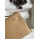 Hermes Kelly Pochette Handmade Bag In Chai Ostrich Leather