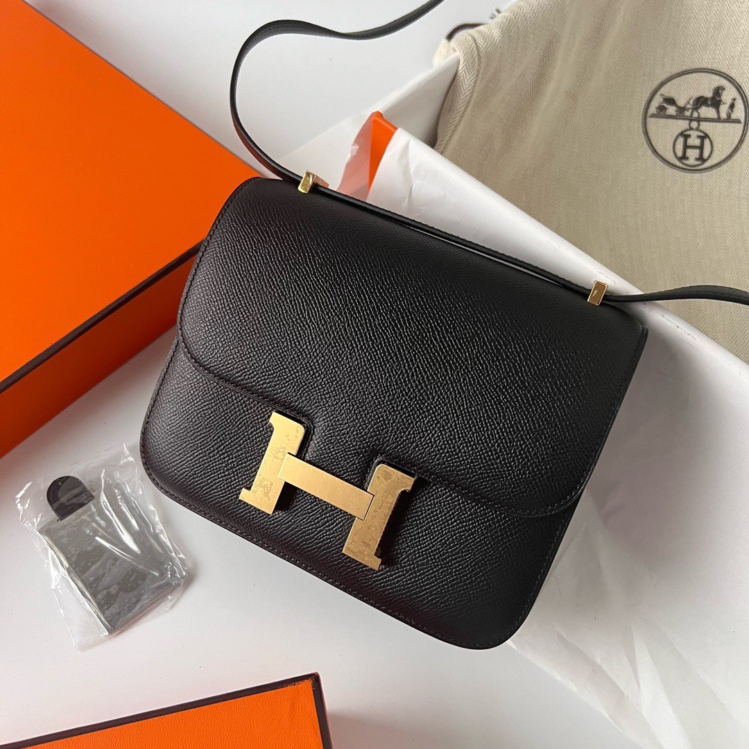 Hermes Constance 1-18 Mirror Bag In Black Epsom Calfskin