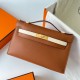 Hermes HSS Kelly Pochette Bicolor Bag in Gold and Craie Swift Calfskin