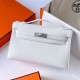 Hermes Kelly Pochette Handmade Bag In White Swift Calfskin