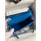 Hermes Kelly Mini II Sellier Handmade Bag In Blue Hydra Chevre Mysore Leather