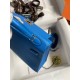 Hermes Kelly Mini II Sellier Handmade Bag In Blue Hydra Chevre Mysore Leather