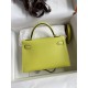 Hermes Kelly Mini II Sellier Handmade Bag In Jaune Bourgeon Chevre Mysore Leather