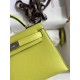 Hermes Kelly Mini II Sellier Handmade Bag In Jaune Bourgeon Chevre Mysore Leather