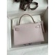 Hermes Kelly Mini II Sellier Handmade Bag In Mauve Pale Chevre Mysore Leather