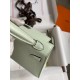 Hermes Kelly Mini II Sellier Handmade Bag In Vert Fizz Chevre Mysore Leather