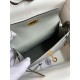 Hermes Kelly Mini II Sellier Handmade Bag In Bleu Glacier Ostrich Leather