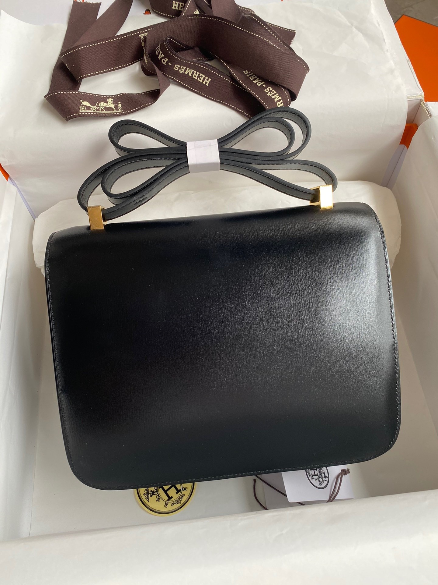 Hermes Constance 24 Handmade Bag In Black Box Calfskin