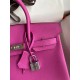 Hermes Birkin 25 Retourne Handmade Bag In Magnolia Clemence Leather