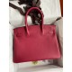 Hermes Birkin 30 Retourne Handmade Bag In Rouge Grenat Clemence Leather