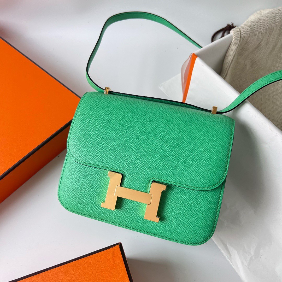 Hermes Constance 18 Handmade Bag In Vert Comics Epsom Calfskin