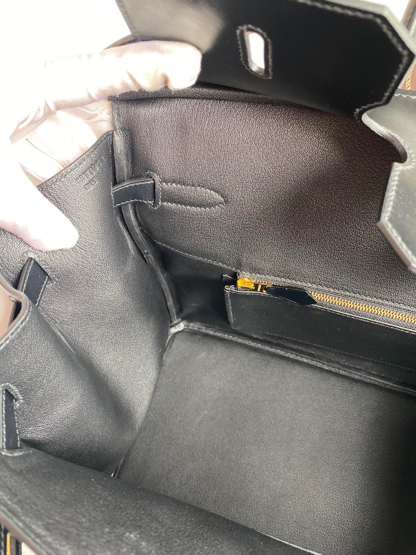 Hermes Birkin 40 Retourne Handmade Bag In Black Box Calfskin